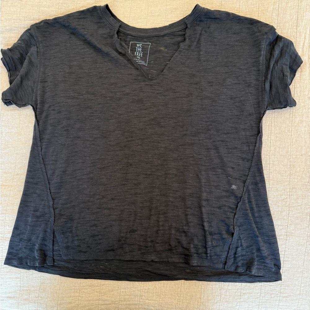 We the Free Black V-Neck Top